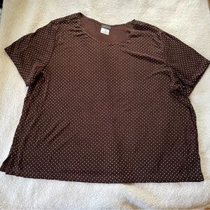 Vintage Brown Polka Dot Citi Knits 2X Stretch Tshirt Gently Used